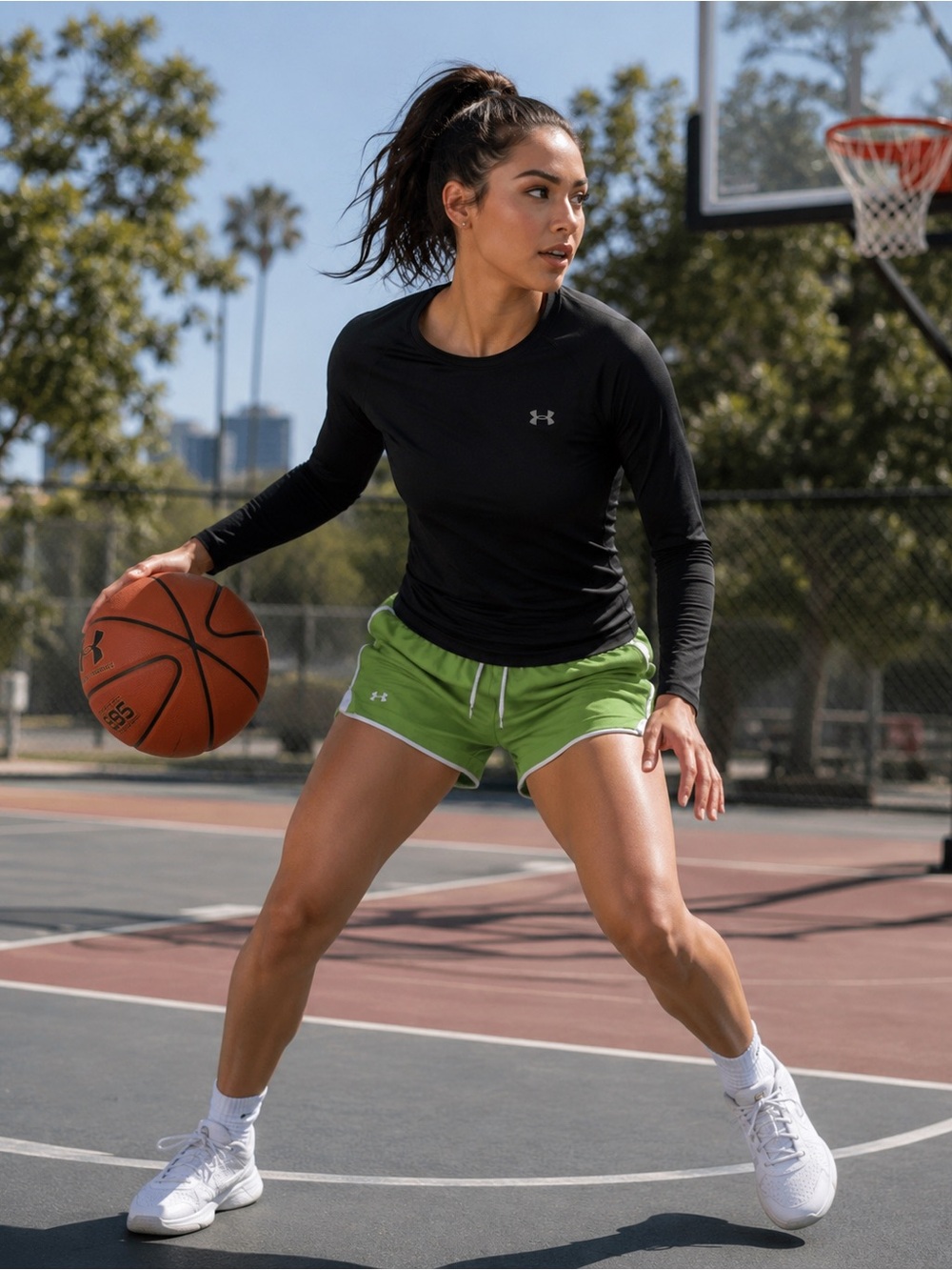 Under Armour Lime Green Athletic Shorts with White Trim